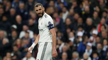 Le Madrilène Karim Benzema lors du match face à Amsterdam, le 5 mars 2019, à Madrid (Espagne). (SUSANA VERA / REUTERS)