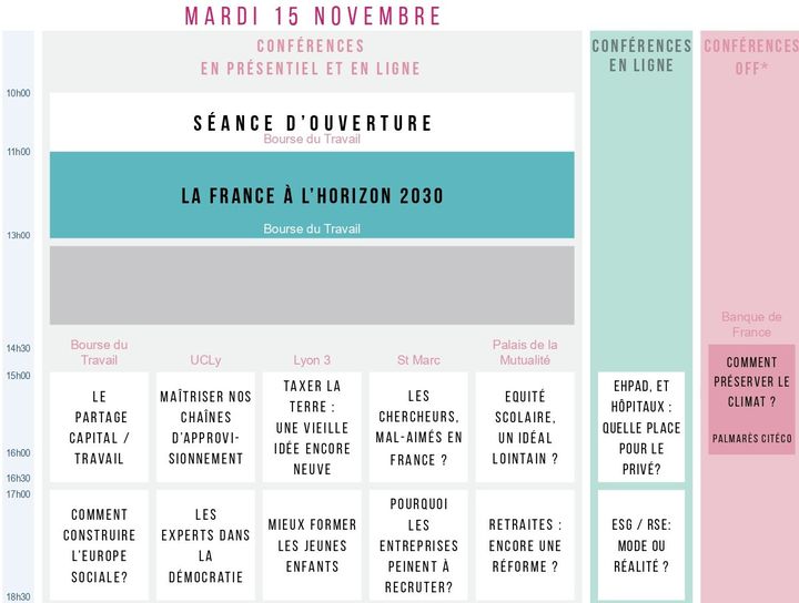 Programme du mardi 15 novembre 2022. (JECO, Fondation pour l'Université de Lyon)