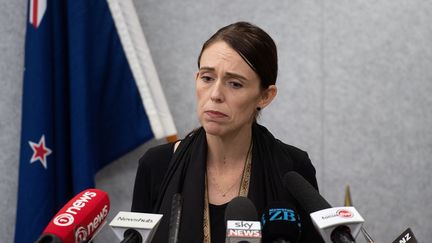 La Première ministre néo-zélandaise, Jacinda Ardern, s'adresse à la presse, le 16 mars 2019 à Christchurch. (MARTY MELVILLE / OFFICE OF PRIME MINITER NEW ZEAL / AFP)