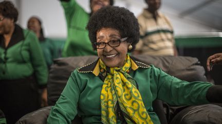 Winnie Mandela, le 26 septembre 2016 lors de son 80e anniversaire à Soweto (Afrique du Sud). (MARCO LONGARI / AFP)