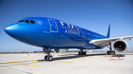 Un appareil de la compagnie Ita, à l'aéroport de Rome-Fiumicino le 1er mars 2022 (ALESSANDRO SERRANO / AVALON / MAXPPP)