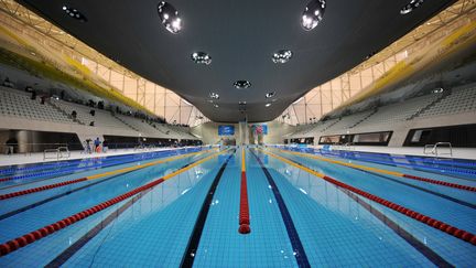 Le toit du centre aquatique olympique nuirait &agrave; la visibilit&eacute;. (BEN STANSALL / AFP)