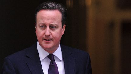 Le Premier ministre britannique, David Cameron, le 27 f&eacute;vrier 2014, &agrave; la sortie du 10 Downing Street, &agrave; Londres (Royaume-Uni). (CARL COURT / AFP)