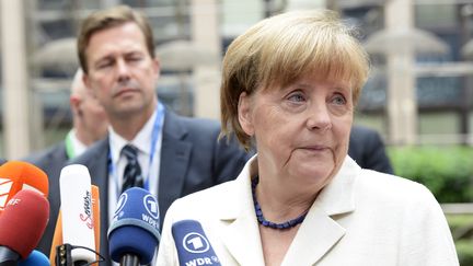 La chanceli&egrave;re&nbsp;allemande&nbsp;Angela Merkel, le 12 juillet 2015 &agrave; Bruxelles (Belgique). (THIERRY CHARLIER / AFP)