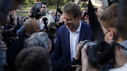 Yannick Jadot, le candidat écologiste à l'élection présidentielle de 2022, à Paris, le 28 septembre 2021. (GEOFFROY VAN DER HASSELT / AFP)