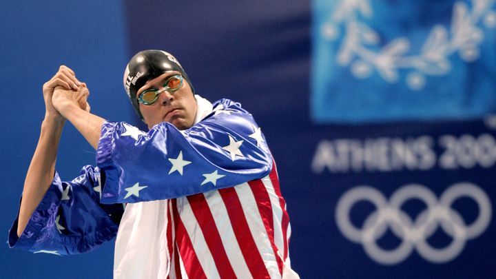 Le nageur am&eacute;ricain Gary Hall Jr.&nbsp;avant la finale du 50 m nage libre aux Jeux d'Athl&egrave;nes, le 20 ao&ucirc;t 2004.&nbsp; (TIMOTHY A. CLARY / AFP)