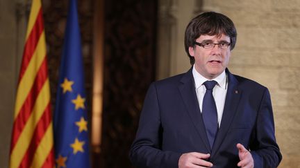 Carles Puigdemont, le 21 octobre 2017, à Barcelone. (RUBEN MORENO GARCIA / AFP)