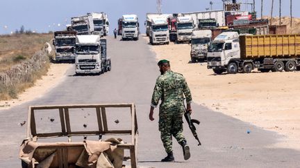 Le point de contrôle de Kerem Shalom, dans le sud de la bande de Gaza, le 25 mai 2021. (SAID KHATIB / AFP)