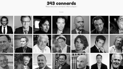 Capture d'&eacute;cran du site 343connards.fr, qui invite&nbsp;&agrave; r&eacute;pondre aux signataires du "manifeste des 343 salauds". (343CONNARDS.FR / FRANCETV INFO)