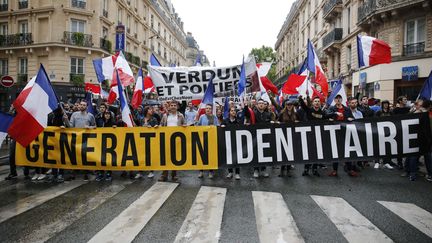 Une manifestation du groupe Génération identitaire à Paris, le 28 mai 2016. (MATTHIEU ALEXANDRE / AFP)