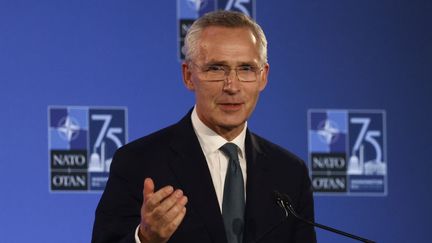 Jens Stoltenberg, le secrétaire général de l'Otan, à Washington (Etats-Unis), le 10 juillet 2024. (JAKUB PORZYCKI / NURPHOTO / AFP)