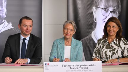 Elisabeth Borne à Salons de Provence le 09 juin 2023 (NICOLAS TUCAT / POOL avec AFP)