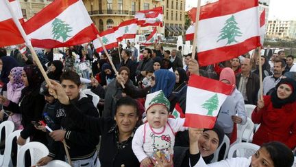 Manifestation pour l'armée libanaise à Beyrouth le 1er mars 2014. Des soldats libanais avaient été tués. (Bilal Jawich / ANADOLU AGENCY)