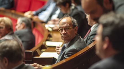 Le député de l'Oise (Les Républicains) Eric Woerth à l'Assemblée, le 14 octobre 2015. (CITIZENSIDE / YANN KORBI / AFP)