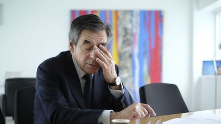 François Fillon, le 28 janvier 2017, dans les locaux de son QG de campagne, à Paris.&nbsp; (ERIC DESSONS / JDD / SIPA)