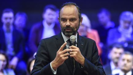 Le Premier ministre Edouard Philippe lors d'un meeting de La République en marche à Valenciennes (Nord), le 21 mai 2019. (FRANCOIS LO PRESTI / AFP)