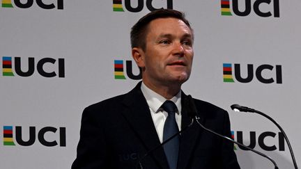 Le président de l'UCI et membre du CIO, David Lappartient, le 22 septembre 2022, lors des Championnats du monde de cyclisme sur route. (WILLIAM WEST / AFP)