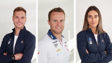 De gauche à droite : Emilien Jacquelin, Alexis Pinturault et Perrine Laffont. Les trois athlètes font partie des 26 ambassadeurs élus pour désigner les deux porte-drapeaux de la délégation française aux Jeux olympiques de Pékin. (AFP)