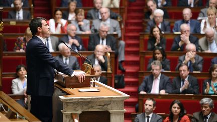 Manuel Valls prononce sa d&eacute;claration de politique g&eacute;n&eacute;rale le 8 avril 2014, &agrave; l'Assembl&eacute;e nationale, &agrave; Paris. (ERIC FEFERBERG / AFP)