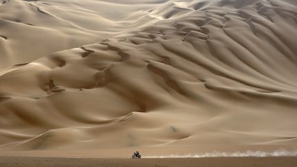 Un coureur moto lors de la 11e &eacute;tape du Dakar, au Chili, le 12 janvier 2012.&nbsp; (PHILIPPE DESMAZES / AFP)