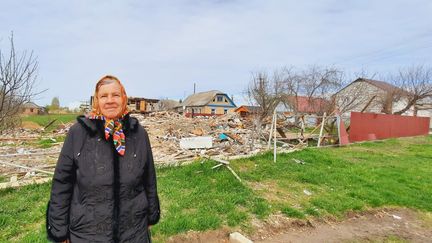 Valentina, une habitante de Borodyanka (Ukraine), en avril 2022. (FARIDA NOUAR / RADIO FRANCE)