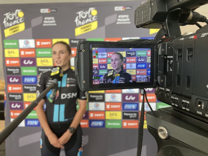 Juliette Labous samedi 23 juillet à Meaux, à la veille du départ du Tour de France femmes 2022. (Adrien Hémard-Dohain)