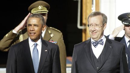 &nbsp; (En visite officielle en Estonie, Barack Obama a rencontré son homologue Toomas Hendrik Ilves  ©MaxPPP)