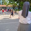 La cour de récréation d'une école privée catholique à Valence (Drôme), le 2 septembre 2022. (NICOLAS GUYONNET / HANS LUCAS / AFP)