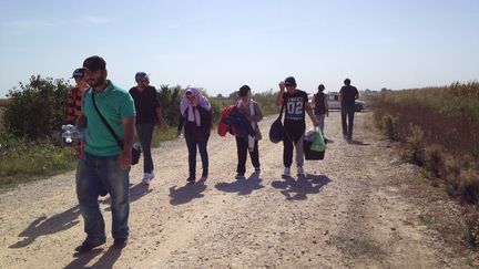 Les migrants sur la route reliant Sid (Serbie) ) Tovarnik (Croatie). (ELISE LAMBERT / FRANCE TV INFO)
