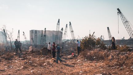 Beyrouth, le 13 août 2020, plus d'une semaine après la double explosin qui a en partie détruit la ville. (BENJAMIN GUILLOT-MOUEIX / HANS LUCAS / AFP)