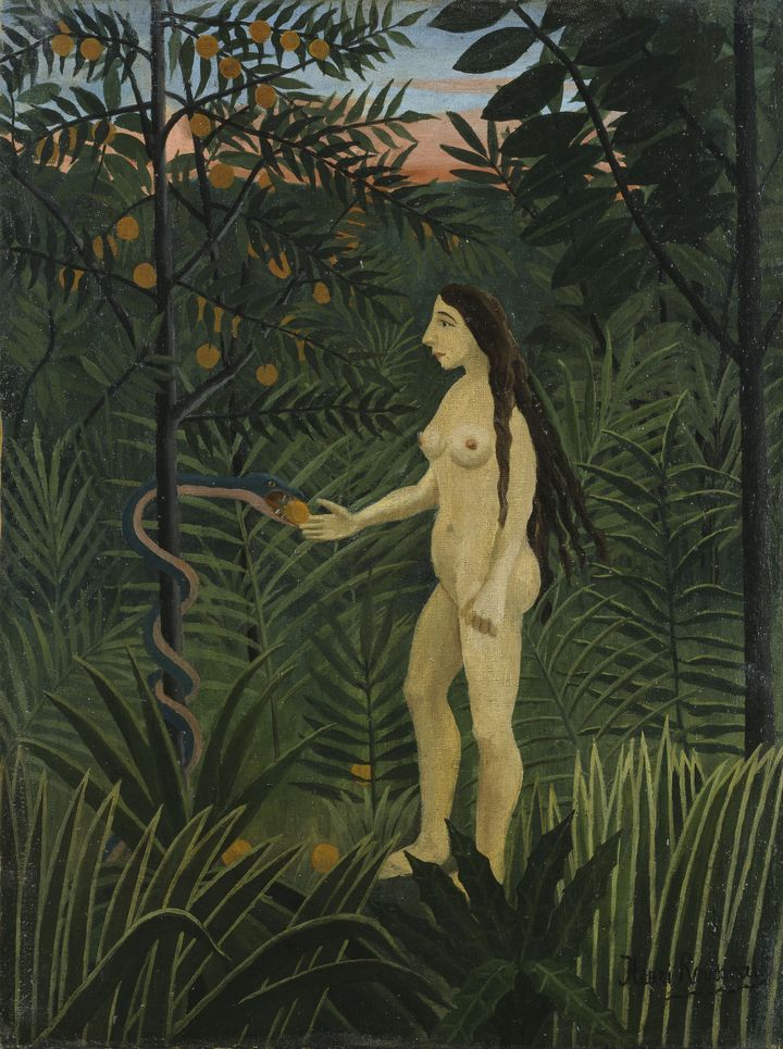 Henri Rousseau, dit&nbsp;le douanier Rousseau (1844-1910), "Eve", vers 1906-1907. Kunsthalle, Hambourg (Allemagne). Huile sur toile. 61 x 46 cm. (BPK, BERLIN, DIST. RMN-GRAND PALAIS / ELKE WALFORD)