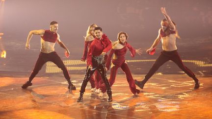 La performance roumaine lors du concours Eurovision, le 14 mai 2022. (NDERIM KACELI / NURPHOTO VIA AFP)