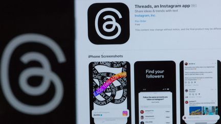 Capture d'écran de la page de téléchargement de Threads, sur l'App Store américain. (LORENZO DI COLA / NURPHOTO / AFP)