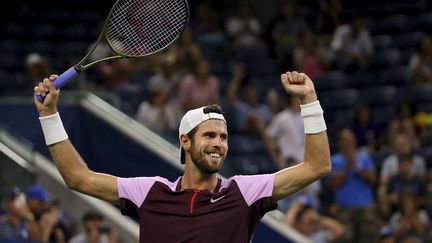 La Russe&nbsp;Karen Khachanov a décroché son billet pour les demi-finales de l'US Open, le&nbsp;6 septembre 2022. (ANDRES KUDACKI / AP)