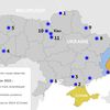 Carte de plusieurs affrontements observés grâce à des images amateurs lors de l'offensive russe du 24 février 2022 (JESSICA KOMGUEN / FRANCEINFO)