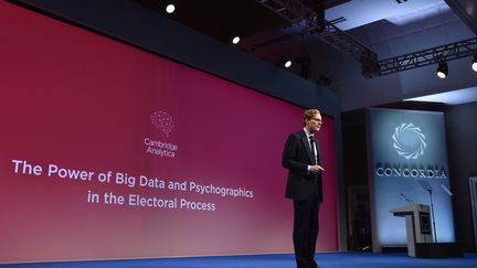 Alexander Nix, dirigeant de la société Cambridge Analytica lors du sommet Concordia, à New York, le 19 septembre 2016.&nbsp; (BRYAN BEDDER / GETTY IMAGES NORTH AMERICA / AFP)