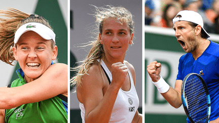 Fiona Ferro, Margaux Rouvroy et Lucas Pouille lors de la première journée de qualifications à Roland-Garros, le 22 mai 2023. (AFP)