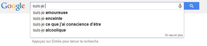 Voil&agrave; ce que l'on obtient en tapant "suis-je" dans Google, le 24 janvier 2014.&nbsp; (GOOGLE.COM / FRANCETV INFO)