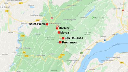 Ouverture d'une enquête après la découverte de plusieurs cancers pédiatriques dans cinq communes voisines du Jura (Cr&eacute;dits Photo : Capture d&#39;&eacute;cran Google Maps)