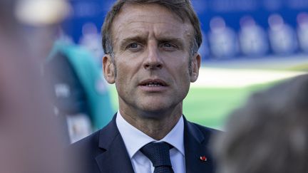 Emmanuel Macron, le président de la République, lors des Jeux olympiques de Paris, le 2 août 2024. (ANDRE PAIN / POOL)