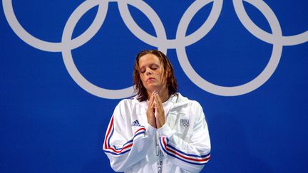 Laure Manaudou aux JO d'Ath&egrave;nes (Gr&egrave;ce) en 2004. (PIERRE-PHILIPPE MARCOU / AFP)