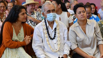 Le leader indépendantiste Oscar Temaru, le 2 mars 2023 à Papeete (Polynésie française). (MIKE LEYRAL / AFP)