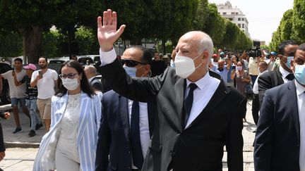 Le président tunisien, Kais Saied, à Tunis, le 1er août 2021. (TUNISIAN PRESIDENCY / AFP)