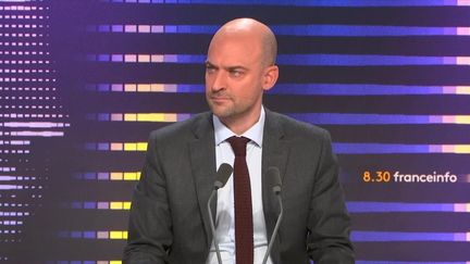 Jean-Noël Barrot, ministre démissionaire de l'Europe et des Affaires étrangères, invité du "8h30 franceinfo". (RADIOFRANCE/FRANCEINFO)