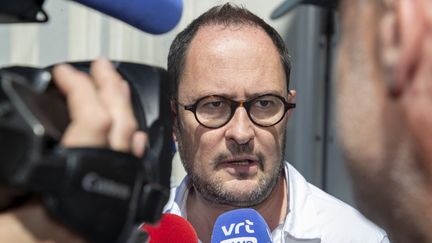 Le ministre belge de la Justice, Vincent Van Quickenborne, lors d'un point-presse le 24 juin 2023. (NICOLAS MAETERLINCK / BELGA / AFP)