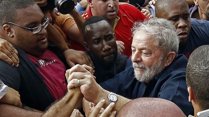 Luiz Inacio Lula da Silva, l'ancien président du Brésil, le 4 mars 2016 à Sao Paulo (Brésil). (MIGUEL SCHINCARIOL / AFP)