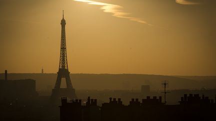 Paris sous une nuée de pollution le 3 décembre 2016. (LIONEL BONAVENTURE / AFP)