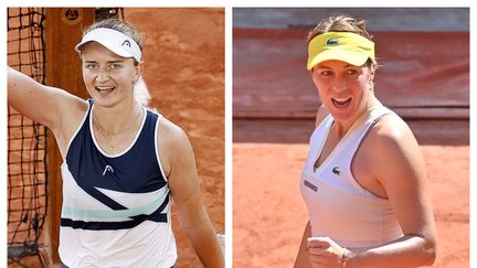 Barbora Krejčíková et Anastasia Pavlyuchenkova joueront samedi 12 juin à Roland-Garros pour la première fois de leur carrière une finale de Grand Chelem. (Nicol Knightman / DPPI /AFP (à g.) / MUSTAFA YALCIN / ANADOLU AGENCY / AFP (à d.))