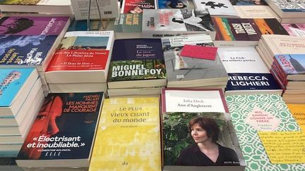 Rayon nouveautés de la librairie Le Merle moqueur, à Paris. (MOHAMED BERKANI)