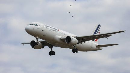 Un avion de la compagnie Air France au-dessus de Londres (Royaume-Uni), le 24 août 2022. (NICOLAS ECONOMOU / NURPHOTO / AFP)